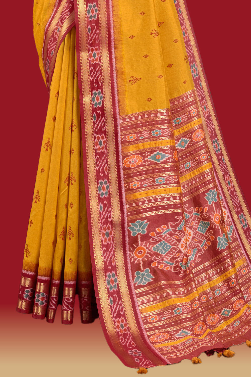 Mustard Colour Maheshwari Cotton Woven Saree