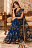 Blue Floral Sequins Embroidered Georgette Saree