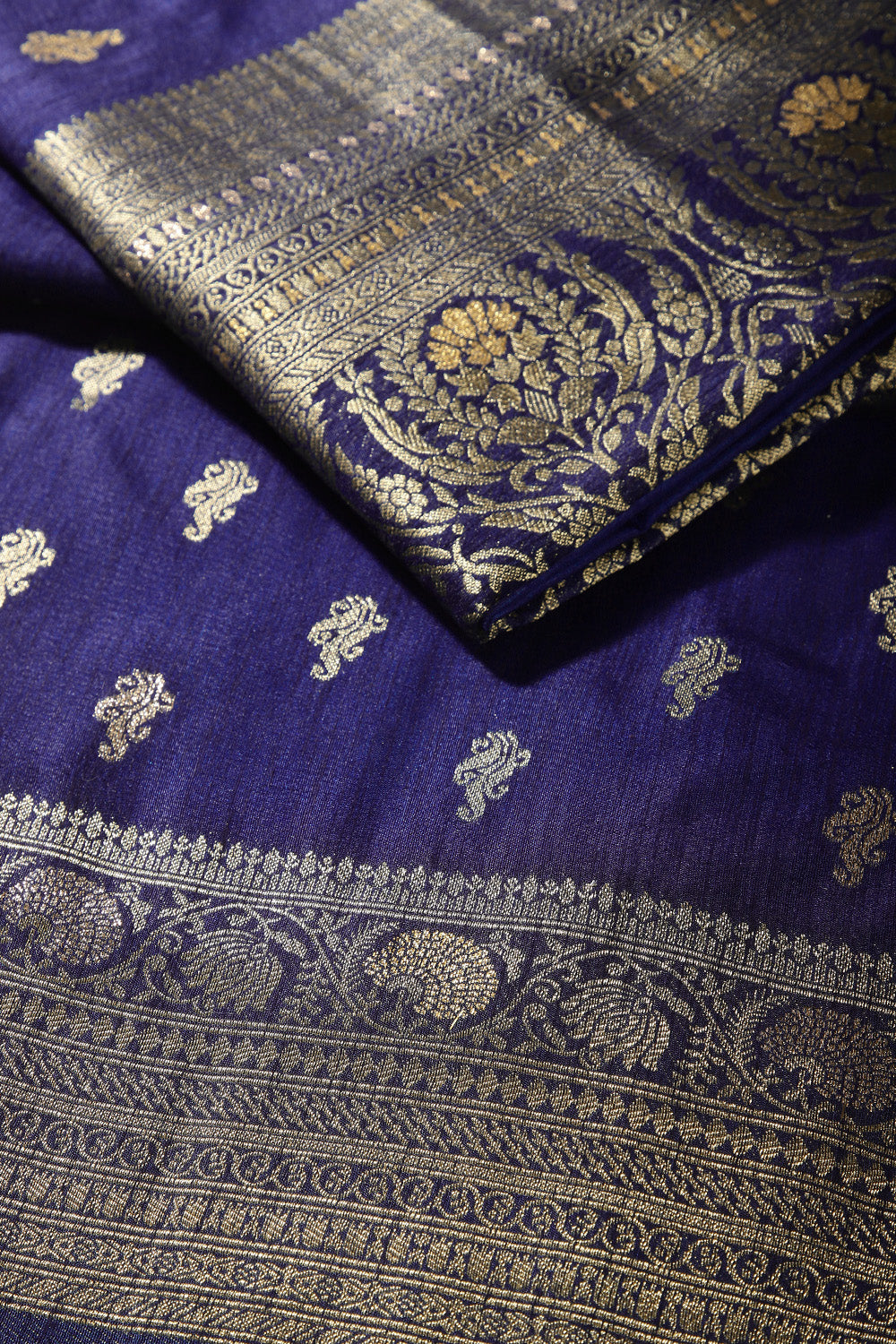 Dark Indigo Color Mulberry Silk Woven Saree