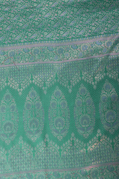 Firozi Cotton Silk Resham & Zari Woven Saree