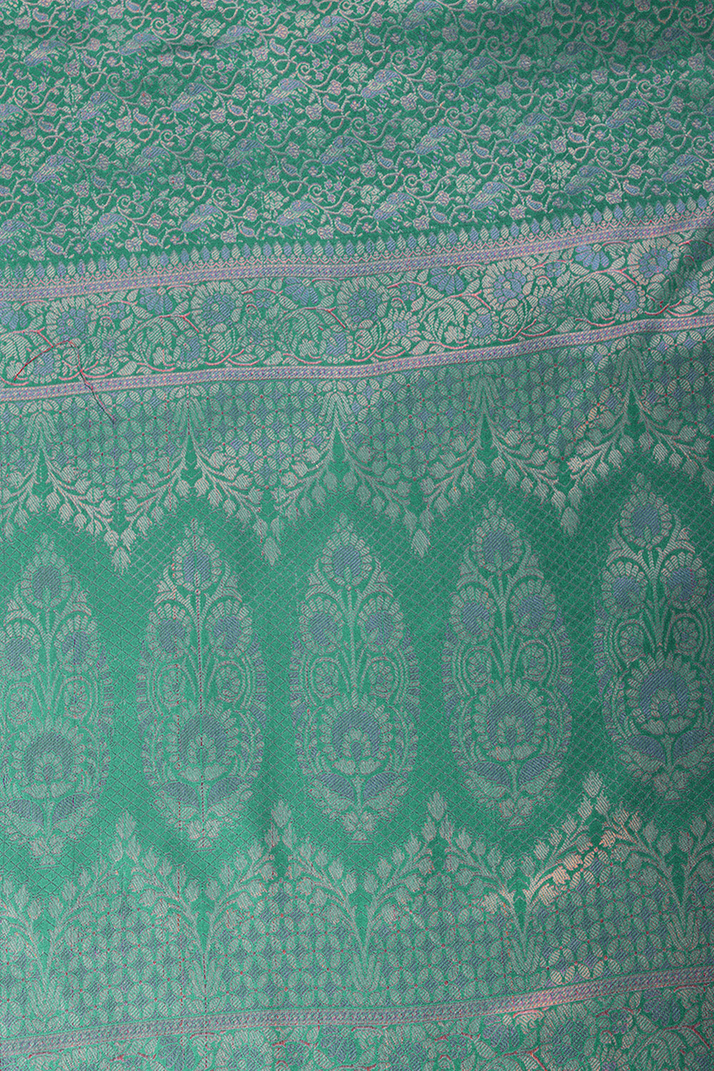 Firozi Cotton Silk Resham & Zari Woven Saree