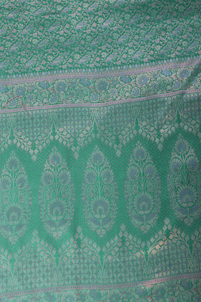 Firozi Cotton Silk Resham & Zari Woven Saree