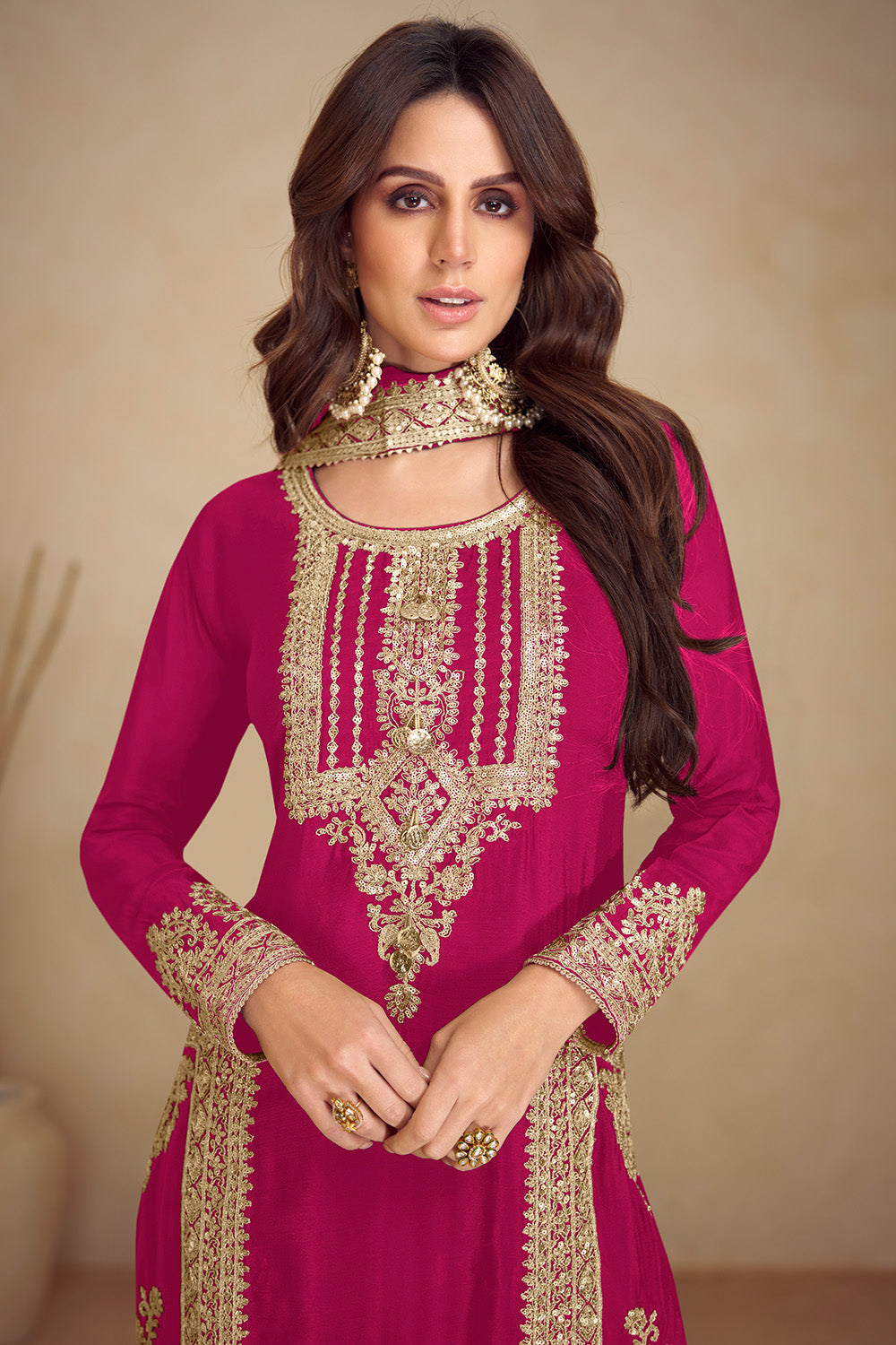 Crepe Silk Embroidered Suit Set