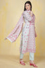 Sea Green Cotton Floral Printed & Neck Embroidered Suit