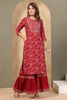 Maroon Color Cotton Printed Suit With Gharara