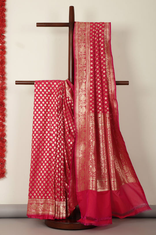 Valentin Red Banarasi SIlk Woven Saree
