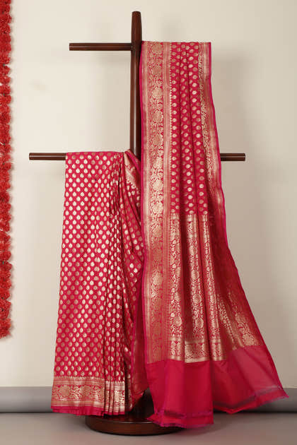 Valentin Red Banarasi SIlk Woven Saree