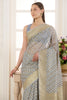 Grey Metalic Tissue Zari Woven Saree