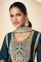 Crepe Silk Zari And Sequins Embroidered Suit Set