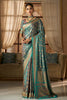 Teal Color Minakari Woven Silk Saree