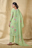 Pista Green Chanderi Cotton Floral Printed Suit Set