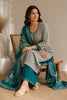 Grey And Teal Printed Chanderi Silk Suit