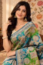 Blue Position Woven Khaddi Georgette Saree