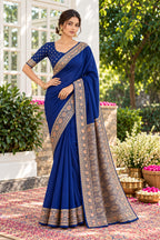 Navy Cotton Silk Woven Saree