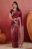 Wine Soft Silk Woven Saree