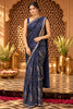 Navy Color Georgette Sequins Embroidered Saree