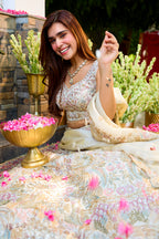 Cream SIlk Embroidered Lehanga