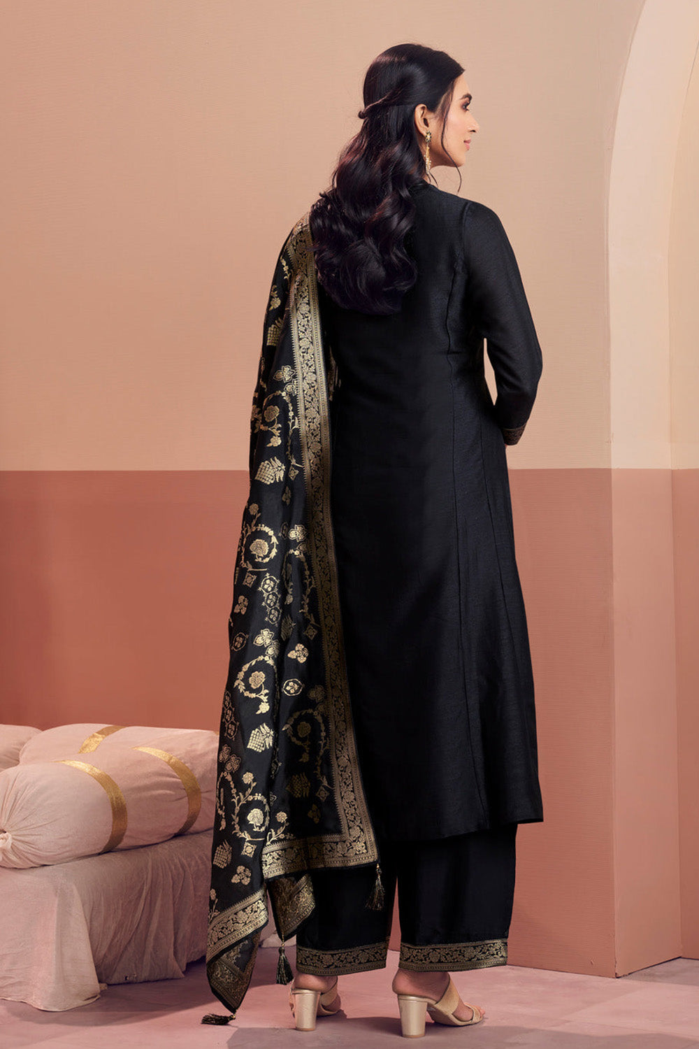 Black Woven Silk Suit