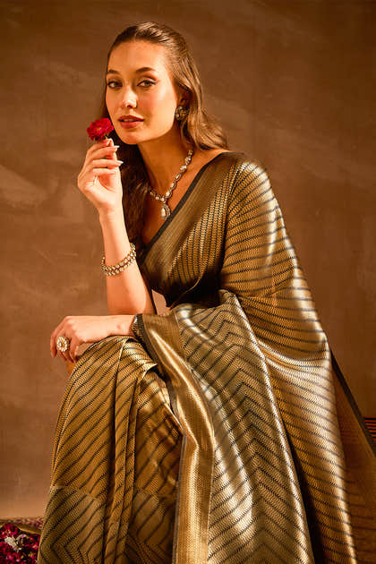Black Banarasi Silk Zari Woven Saree