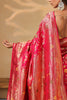 Cherry Red Colour Silk Zari & Resham Woven Saree