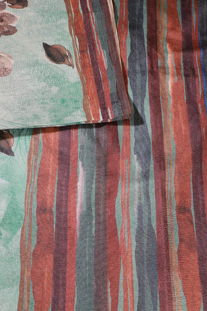 Sea Green Printed Tussar Silk Saree