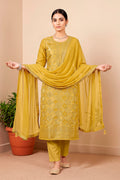 Mustard Silk Woven Unstitched Suit Fabric