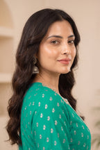 Sea Green Silk Zari Woven And Neck-Embroidered Unstitched Suit Material