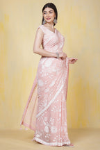 Dusty Pink Georgette Sequins Embroidered Saree
