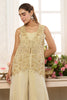 Beige Shimmer Fabric Embroidered Jacket, Crop Top & Palazzo Co-ord Set