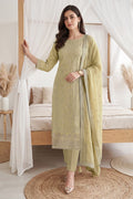 Pista Green Georgette Resham Embroidered And Swaroski Work Unstitched Suit Material