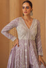 Light Mauve Georgette Resham Embroidered Frount Slit Floor Lenght Suit With Palazzo