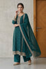 Teal Blue Crepe Silk Zari and Sequins Embroidered Anarkali Suit