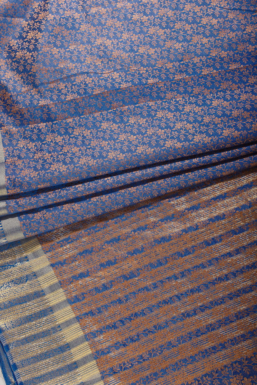 Blue Color Silk Floral Resham & Zari Woven Saree