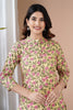 Yellow Color Cotton Floral Printed Kurti