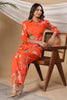 Orange Color Muslin Printed Co-Ord Set