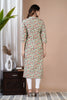 Green Color Cotton Floral Printed Kurti