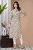 Green Color Cotton Floral Printed Kurti