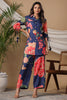 Navy Blue Color Muslin Printed Co-Ord Set