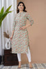 Green Color Cotton Floral Printed Kurti