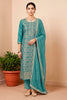Turquoise Silk Woven Unstitched Suit Fabric