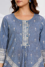 Grey Cotton Printed Suit Set