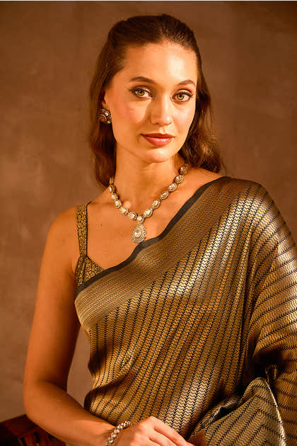 Black Banarasi Silk Zari Woven Saree