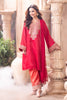 Cherry Red Zari & Sequins Embroidered Silk Suit