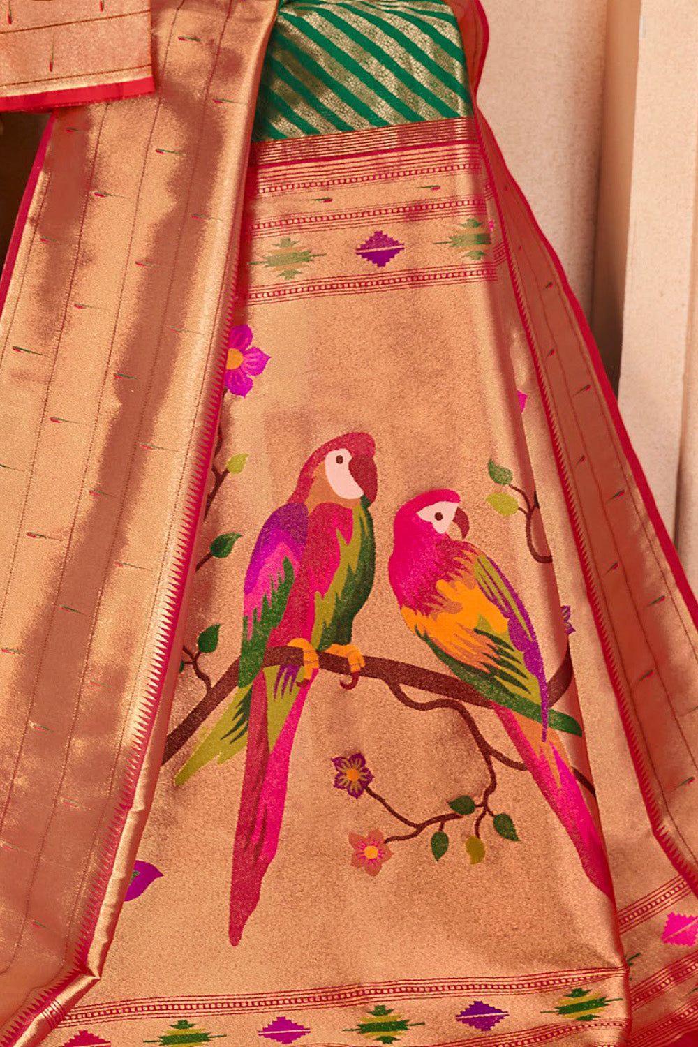 Green Color Paithani Woven Silk Saree