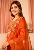 Rust Floral Hand-Embroidered Silk Straight Suit