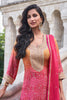 Fuchsia Pink  Crepe Silk Bandhani Printed And Embroidered Suit With Sharara