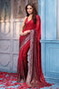 Red & Maroon Ombre Sequins Embroidered Georgette Saree