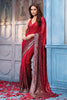Red & Maroon Ombre Sequins Embroidered Georgette Saree