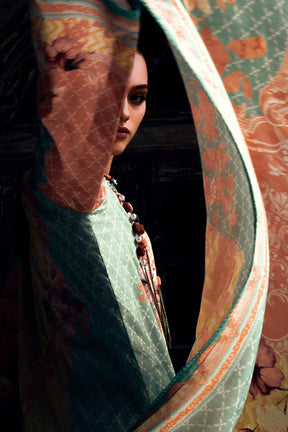 Mint Green Colour Cotton Printed Unstitched Suit Material