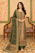 Green Resham Woven Pashmina Unstitched Suit Material